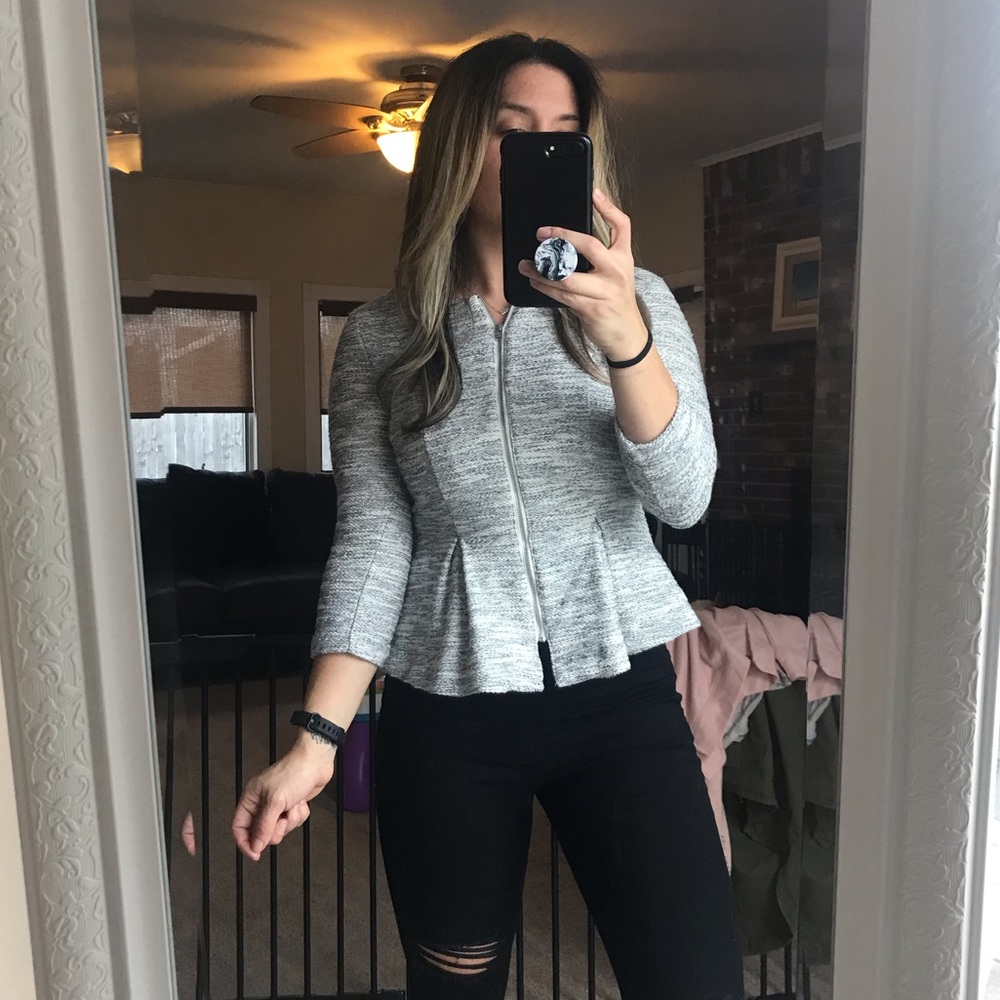 Peplum Zip Up Top